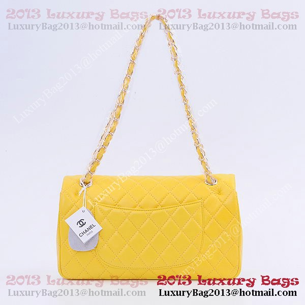 Chanel 2.55 Series Classic Flap Bag 1112 Lemon Sheepskin Gold