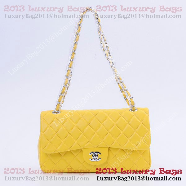 Chanel 2.55 Series Classic Flap Bag 1112 Lemon Sheepskin Silver