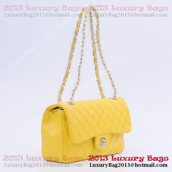 Chanel 2.55 Series Classic Flap Bag 1112 Lemon Sheepskin Silver