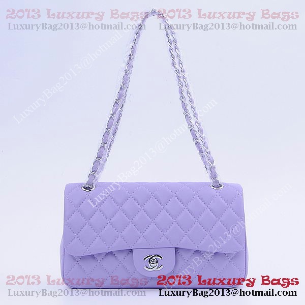 Chanel 2.55 Series Classic Flap Bag 1112 Purple Sheepskin Silver