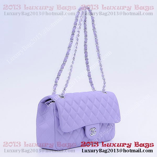 Chanel 2.55 Series Classic Flap Bag 1112 Purple Sheepskin Silver