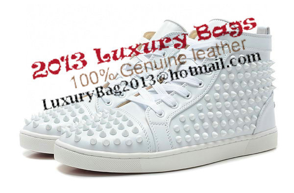 Christian Louboutin Louis Spikes Mens Flap CL736 White