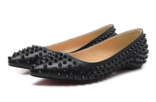 Christian Louboutin PIGALLE SPIKES Flat CL1329 Black Sheepskin