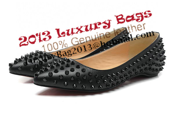 Christian Louboutin PIGALLE SPIKES Flat CL1329 Black Sheepskin