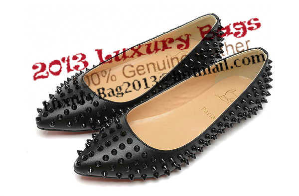 Christian Louboutin PIGALLE SPIKES Flat CL1329 Black Sheepskin