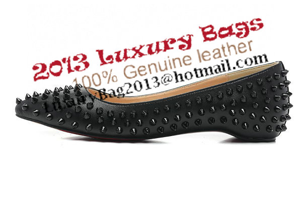 Christian Louboutin PIGALLE SPIKES Flat CL1329 Black Sheepskin