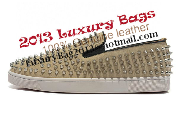Christian Louboutin Roller-boat Mens Flat CL739 Apricot Suede
