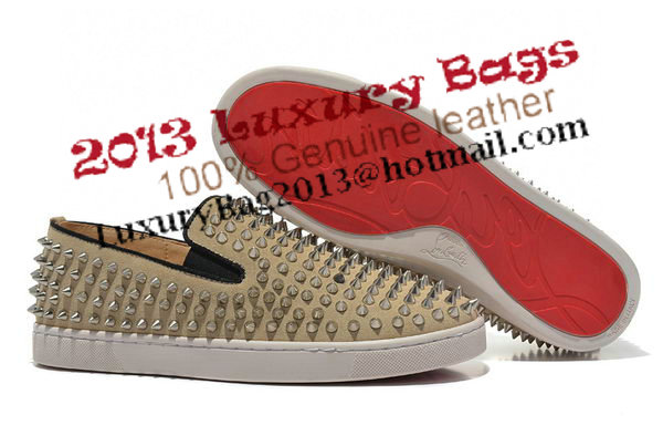 Christian Louboutin Roller-boat Mens Flat CL739 Apricot Suede