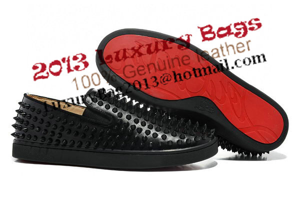 Christian Louboutin Roller-boat Mens Flat CL739 Black Sheepskin