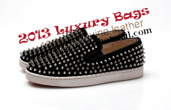 Christian Louboutin Roller-boat Mens Flat CL739 Black Suede