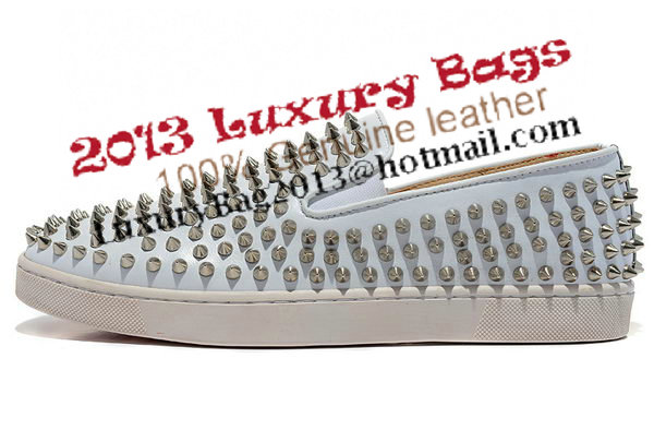 Christian Louboutin Roller-boat Mens Flat CL739 White Sheepskin