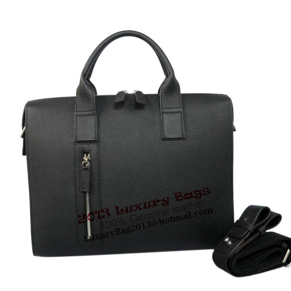 Hermes Mens Briefcase Calf Leather H1705 Black