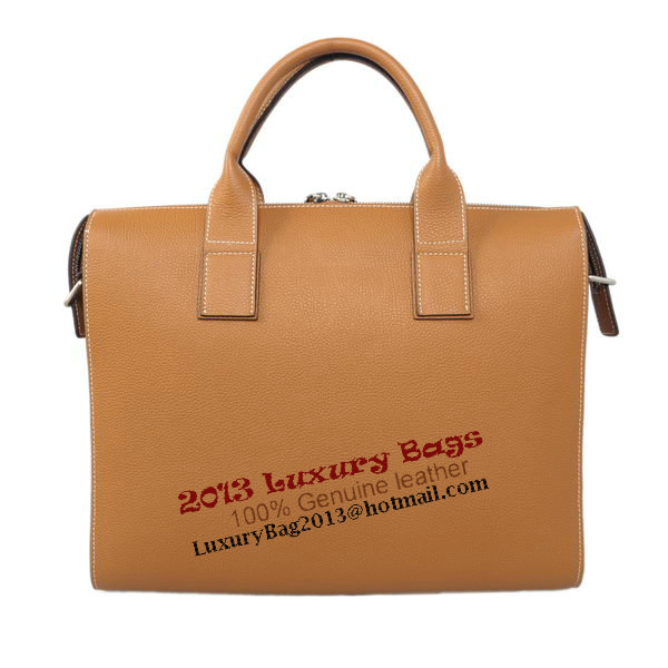 Hermes Mens Briefcase Calf Leather H1705 Camel