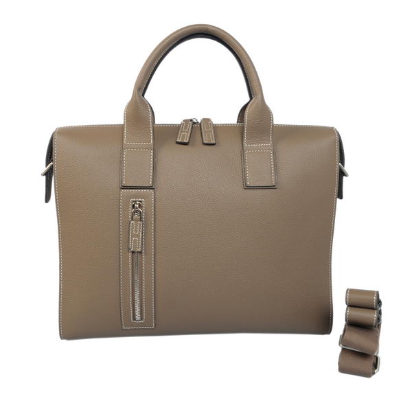 Hermes Mens Briefcase Calf Leather H1705 Khaki