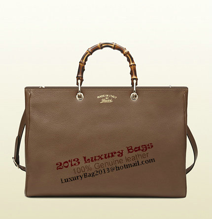 Gucci Bamboo Shopper Leather Tote Bag 323658 Brown