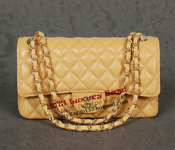 Chanel 2.55 Series Classic Flap Bag 1112 Apricot Sheep Leather Gold