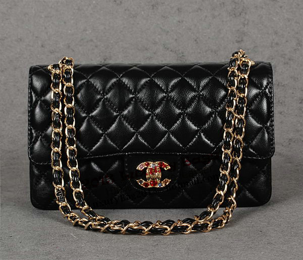 Chanel 2.55 Series Classic Flap Bag Black Sheepskin 1112 Multicolour