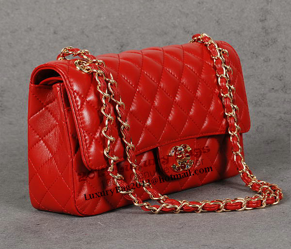 Chanel 2.55 Series Classic Flap Bag Red Sheepskin 1112 Multicolour