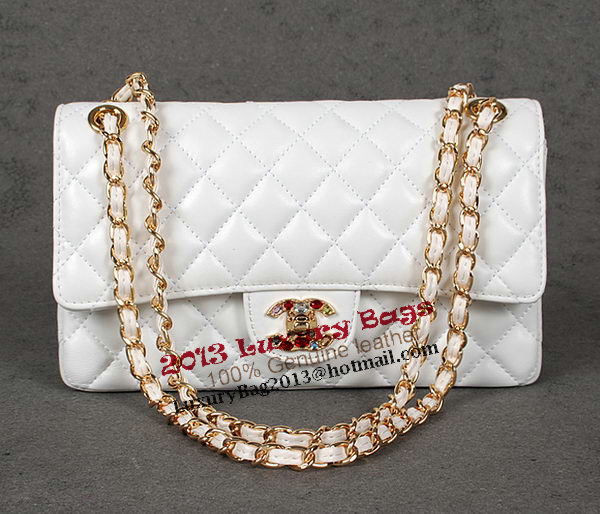 Chanel 2.55 Series Classic Flap Bag White Sheepskin 1112 Multicolour