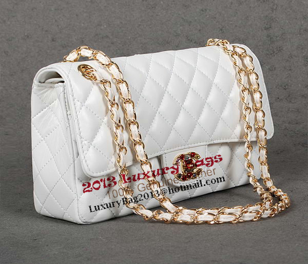 Chanel 2.55 Series Classic Flap Bag White Sheepskin 1112 Multicolour