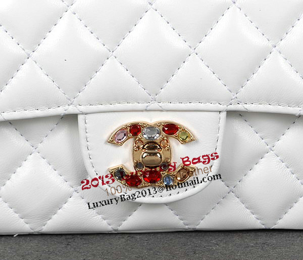 Chanel 2.55 Series Classic Flap Bag White Sheepskin 1112 Multicolour