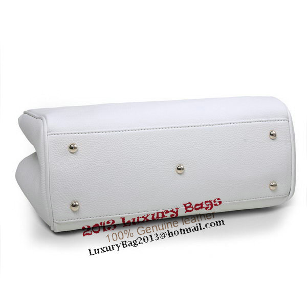 Gucci 323660 White Bamboo Shopper Calf Leather Tote Bag