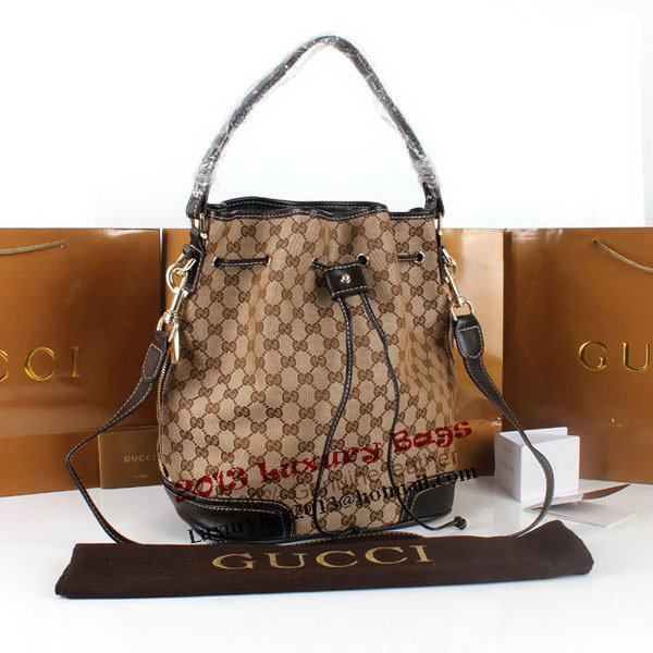 Gucci GG Drawstring Sling Shoulder Handbag 179019 Brown