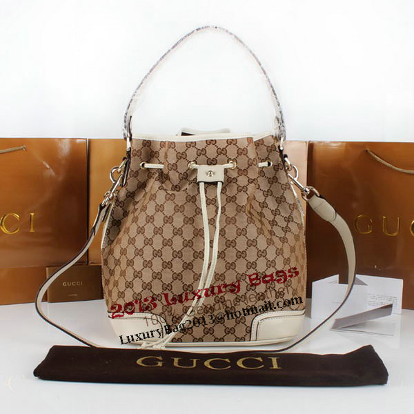 Gucci GG Drawstring Sling Shoulder Handbag 179019 OffWhite