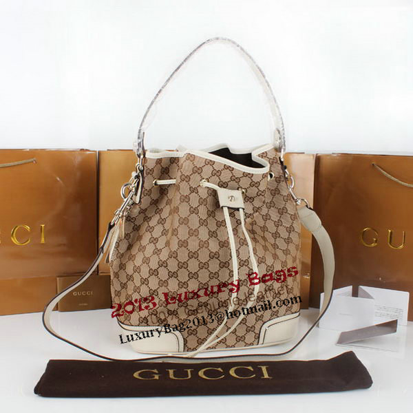 Gucci GG Drawstring Sling Shoulder Handbag 179019 OffWhite