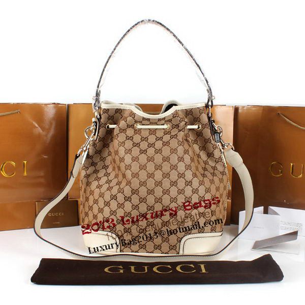 Gucci GG Drawstring Sling Shoulder Handbag 179019 OffWhite