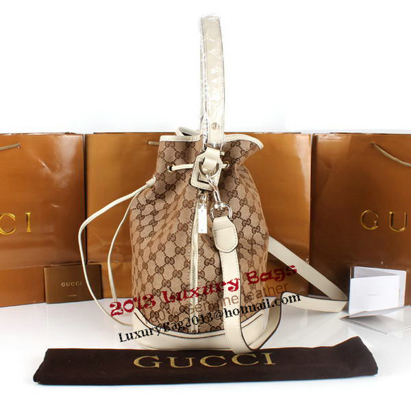 Gucci GG Drawstring Sling Shoulder Handbag 179019 OffWhite