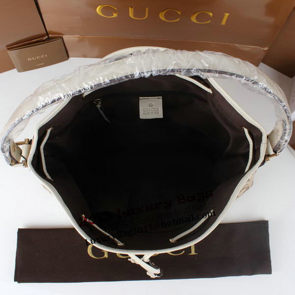 Gucci GG Drawstring Sling Shoulder Handbag 179019 OffWhite