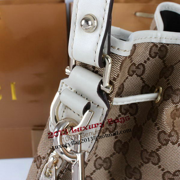 Gucci GG Drawstring Sling Shoulder Handbag 179019 OffWhite