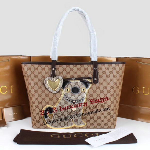 Gucci Joy Supreme Dog Canvas Shoulder Bag 212373 Brown