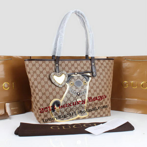 Gucci Joy Supreme Dog Canvas Shoulder Bag 212373 Brown