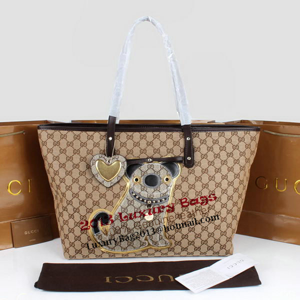 Gucci Joy Supreme Dog Canvas Shoulder Bag 212374 Brown