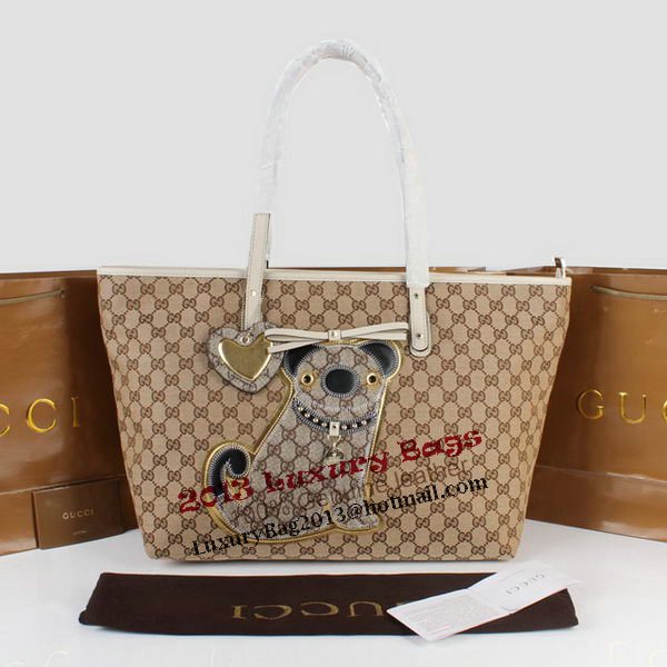 Gucci Joy Supreme Dog Canvas Shoulder Bag 212374 White