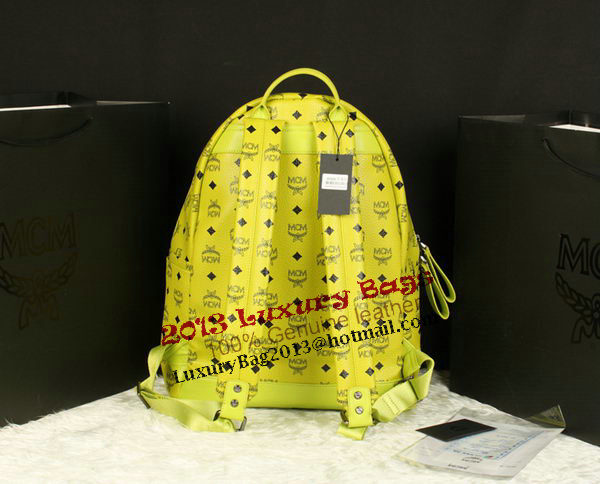 MCM Stark Backpack Jumbo in Calf Leather 8006 Lemon