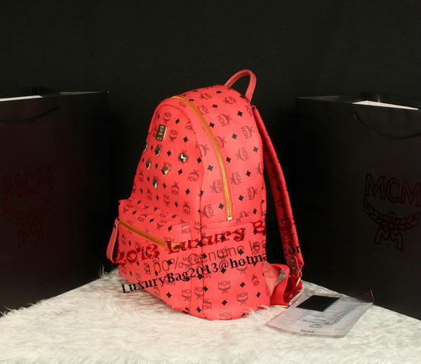MCM Stark Backpack Jumbo in Calf Leather 8006 Light Red