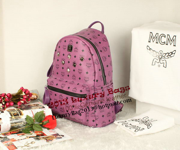 MCM Stark Backpack Jumbo in Calf Leather 8006 Purple