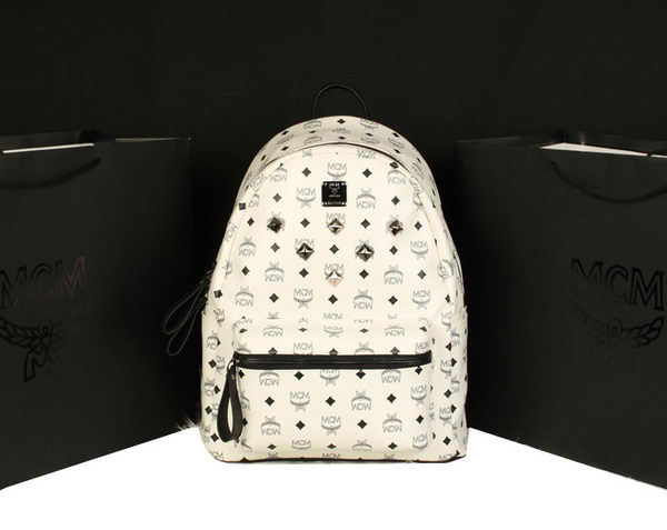 MCM Stark Backpack Jumbo in Calf Leather 8006 White