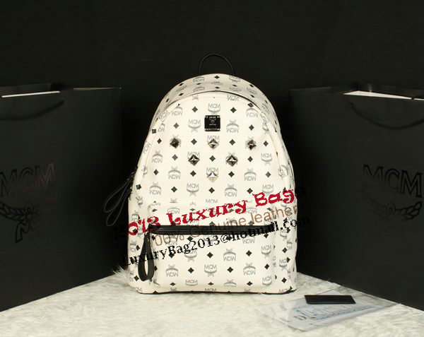 MCM Stark Backpack Jumbo in Calf Leather 8006 White