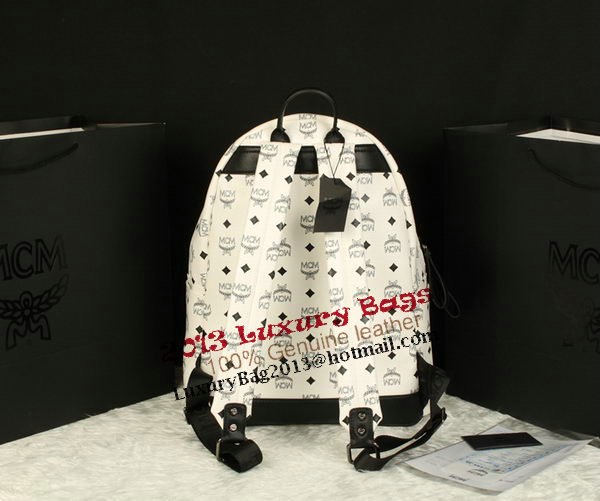 MCM Stark Backpack Jumbo in Calf Leather 8006 White