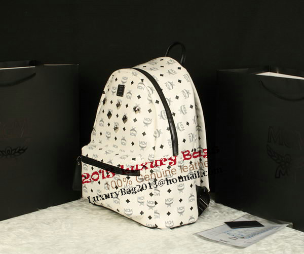 MCM Stark Backpack Jumbo in Calf Leather 8006 White