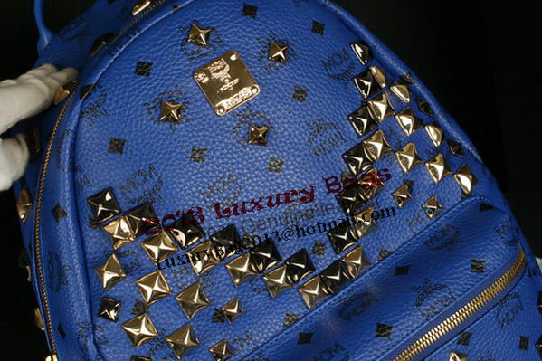 MCM Stark Backpack Jumbo in Calf Leather 8100 Blue