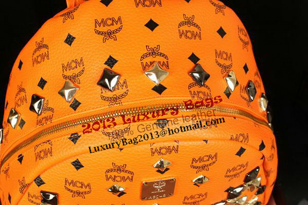 MCM Stark Backpack Jumbo in Calf Leather 8100 Orange