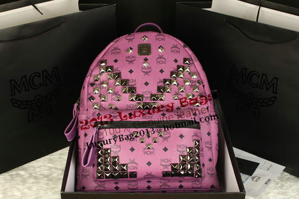 MCM Stark Backpack Jumbo in Calf Leather 8100 Purple