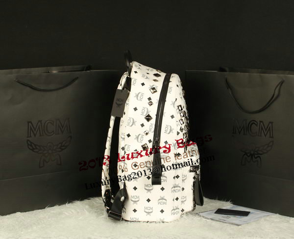 MCM Stark Backpack Jumbo in Calf Leather 8100 White