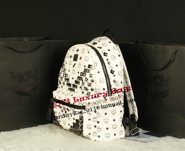 MCM Stark Backpack Jumbo in Calf Leather 8100 White