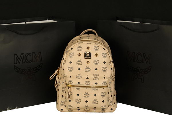 MCM Stark Backpack Large in Calf Leather 8004 Apricot